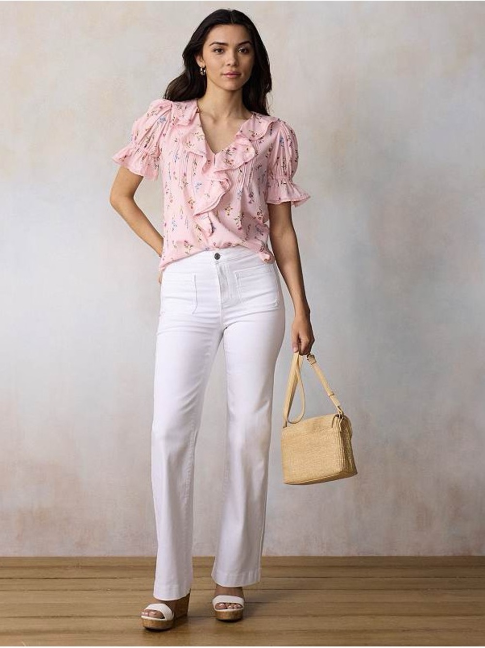 Pink Ruffled Floral Blouse - Picture 4 of 4